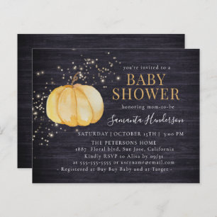 Budget Rustic Wood Pumpkin Glittering Baby Dusche