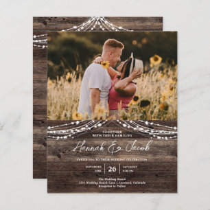 Budget Rustic Wood QR Code UAWG Hochzeit Einladung