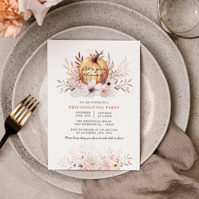 Budget Rustikal Friendsgiving Floral Fall Pumpkin (Von Creator hochgeladen)