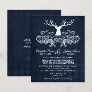 Budget Rustikale Blaue Geweih-Hirsch-Hochzeitseinl