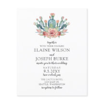 Budget Rustikale Blush Cacti Hochzeit Einladung