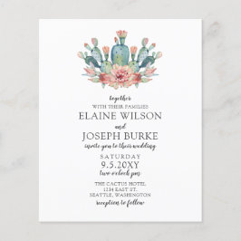 Budget Rustikale Blush Cacti Hochzeit Einladung