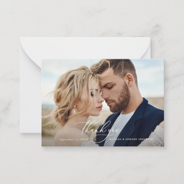 Budget Rustikale elegante Hochzeit danke botanisch Mitteilungskarte (Vorderseite)