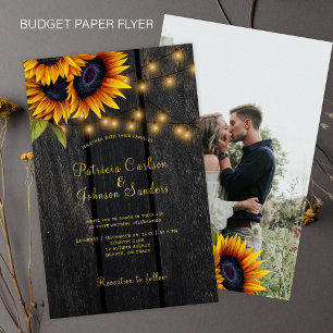 Budget rustikale florale Holz-Hochzeits-Einladung Flyer