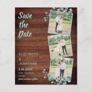 Budget Rustikale Foto Collage Grüne Save the Date
