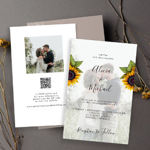 Budget-rustikale Foto-QR-RSVP-Hochzeits-Einladung