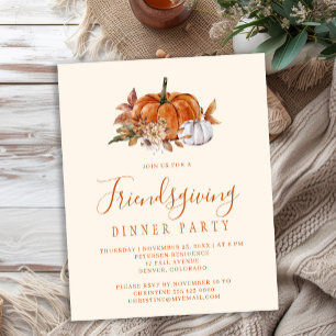 Budget-rustikale Friendsgiving-Abendessen-Einladun