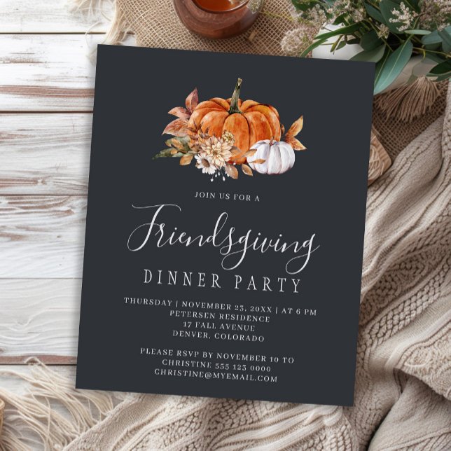 Budget-rustikale Friendsgiving-Abendessen-Einladun (Von Creator hochgeladen)
