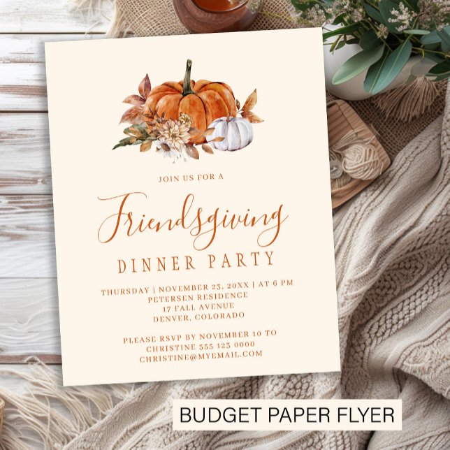 Budget-rustikale Friendsgiving-Abendessen-Einladun Flyer (Von Creator hochgeladen)