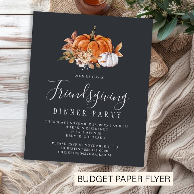 Budget-rustikale Friendsgiving-Abendessen-Einladun Flyer (Von Creator hochgeladen)