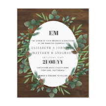 Budget Rustikale Grünen Wald Hochzeit Einladung