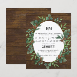 Budget Rustikale Grünen Wald Hochzeit Einladung