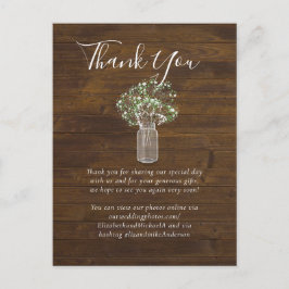 Budget Rustikale Gypsophila Mason Jar Wedding Postkarte