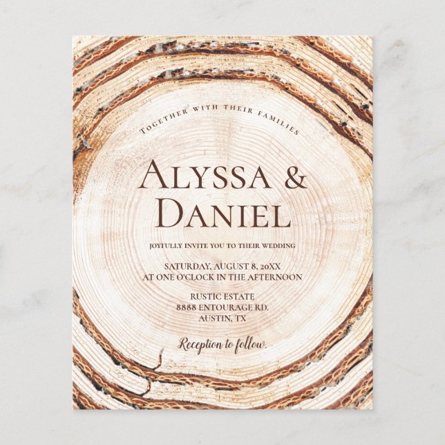 Budget Rustikale Hochzeitsholzkörner (Vorderseite)