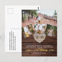 Budget Rustikale Holzfotografie Collage graviert H Postkarte