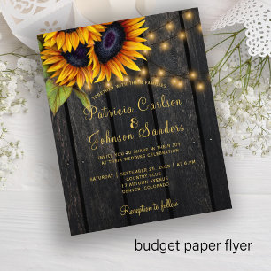 Budget rustikale Lichter Sonnenblumen Hochzeitsein Flyer