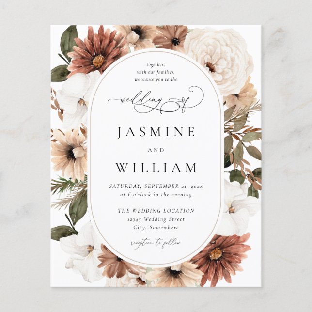 Budget Rustikale neutrale Boho Floral Wedding S2 Flyer (Vorne)