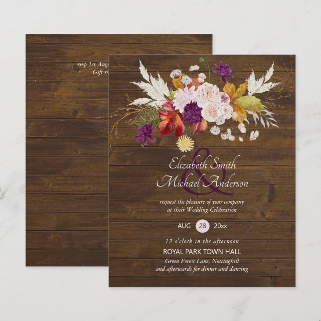 Budget Rustikale Pflaumenblumen Ginger Hochzeit Ei (Vorne/Hinten)