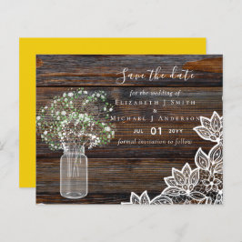 Budget Rustikale Rett Date Cards mit Babys Atem