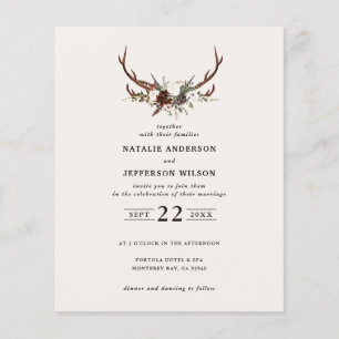 Budget rustikale Scheune Burgunder Hochzeit Save t Flyer