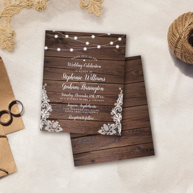 Budget Rustikale Skriptstring Lights & Lace Weddin (Von Creator hochgeladen)