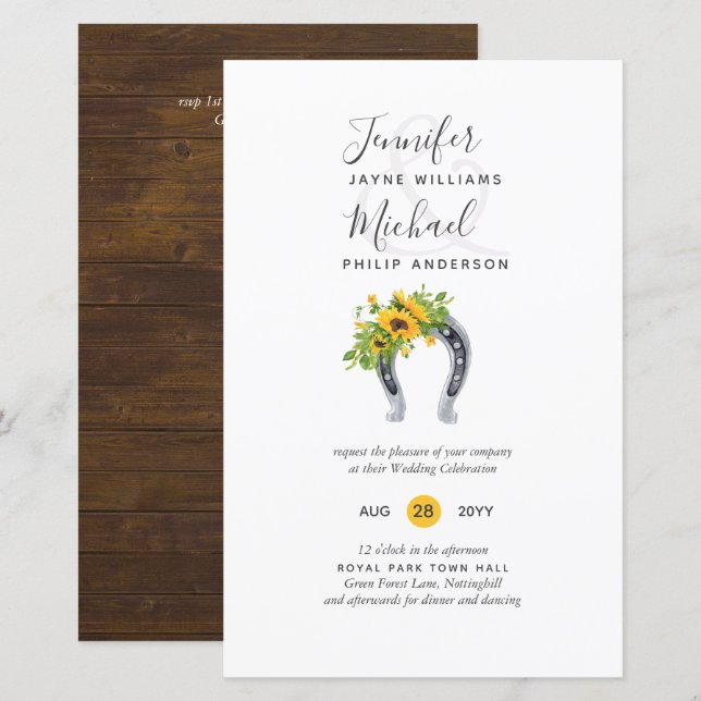 BUDGET Rustikale Sonnenblume Horseshoe Barn Weddin (Vorne/Hinten)