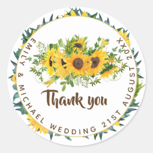 Budget Rustikale Sonnenblumen Geschenk, Gefallen,  Runder Aufkleber