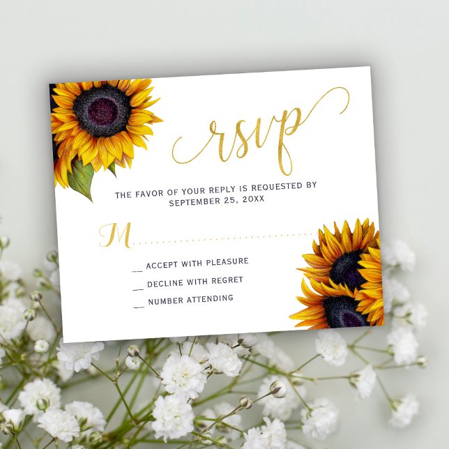 Budget rustikale Sonnenblumen Hochzeit RSVP Karte (Von Creator hochgeladen)