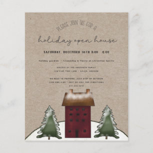 Budget Rustikale Weihnachts-Open-House-Einladung  Flyer