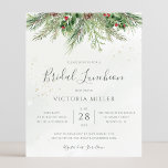 Budget Rustikale Winter Greenery Bridal Luncheon<br><div class="desc">Schöne,  erschwingliche Einladungen zum Brautessen mit handgemalten botanischen Aquarellbildern aus Wintergrün,  Kiefer- und Fichtenzweigen,  Zapfen und Heilige Beeren. Ideal für Hochzeiten im Winter oder Weihnachten.</div>