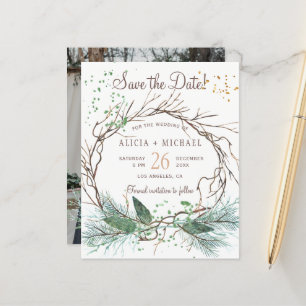Budget rustikale Winterhochzeit FOTO Save-the-Date