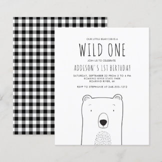 Budget Rustikaler Bär Wild Eins 1. Geburtstag Einl