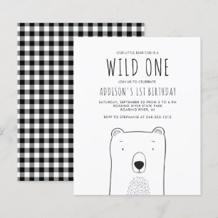 Budget Rustikaler Bär Wild One 1. Geburtstagseinla