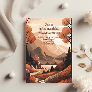 Budget Rustikaler Bergwald Evergreen Wedding Flyer