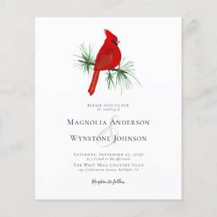 Budget Rustikaler Kardinal Hochzeit Einladung