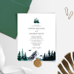 Budget Rustikaler Wald Hochzeit Einladung
