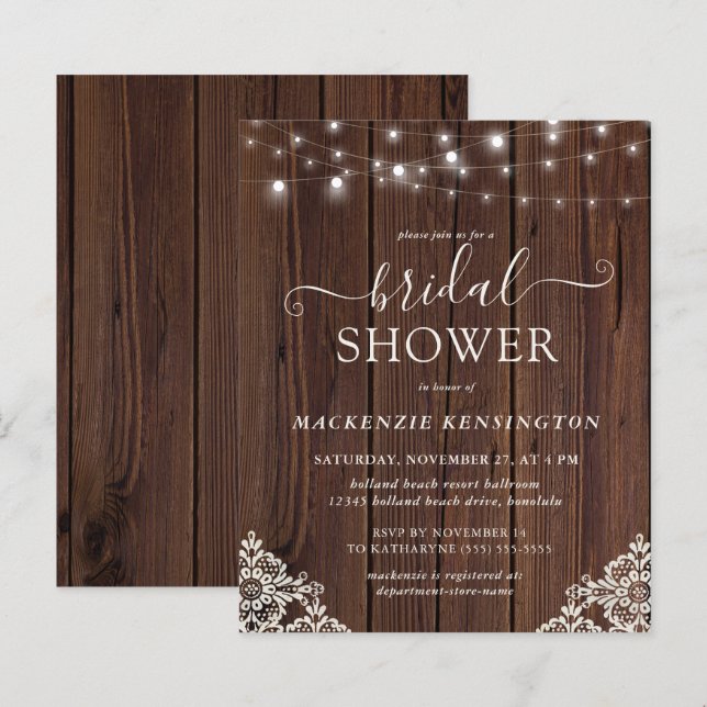 BUDGET Rustikales Brautparty mit Holzstring Light  (Vorne/Hinten)