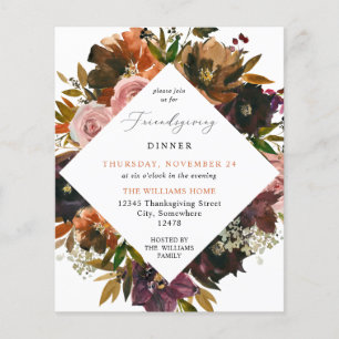 Budget Rustikales Gold Herbst Floral Friendsgiving Flyer