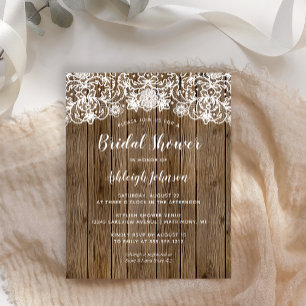 Budget Rustikales Holz Spitzen Bridal Dusche Einla