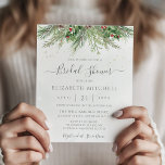 Budget Rustikales Winter Greenery Brautparty Einla<br><div class="desc">Schöne,  erschwingliche Braudusche mit handgemalten botanischen Aquarellbildern aus Wintergrün,  Kiefer- und Fichtenzweigen,  Zapfen und Heilige Beeren. Ideal für Hochzeiten im Winter oder Weihnachten.</div>