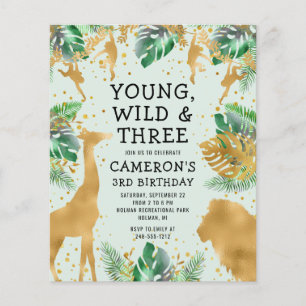 Budget Safari 3. Geburtstag Pastel Green Einladung