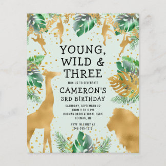 Budget Safari 3. Geburtstag Pastel Green Einladung