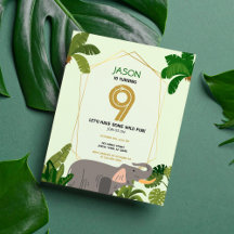 Budget Safari Animal Elephant Einladung zum Geburt