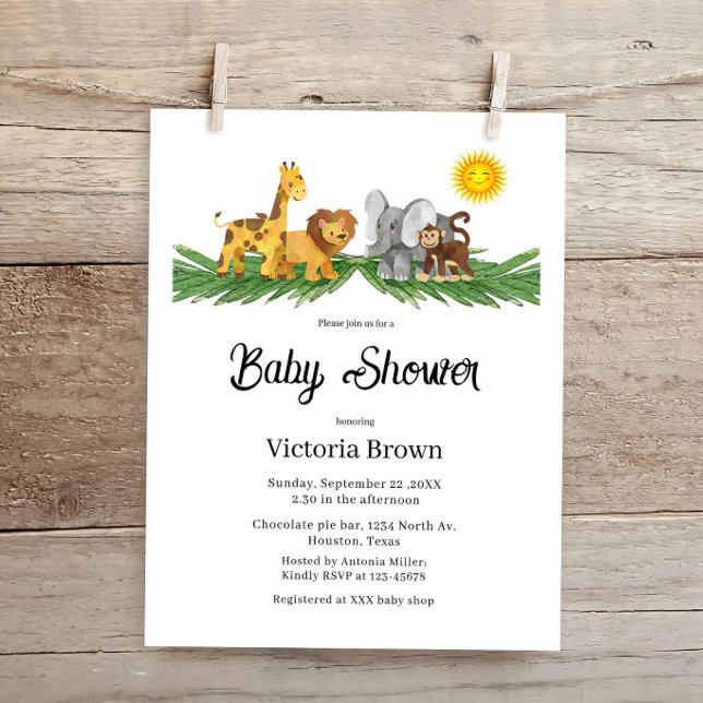 Budget Safari Animals Baby Shower Invitation (Von Creator hochgeladen)