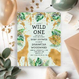 Budget Safari Green Gold Baby Shower Einladung