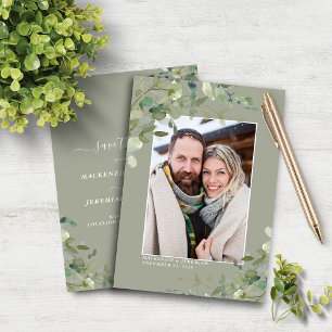 Budget Sage Eukalyptus Hochzeitsfoto Save-the-Date