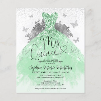 Budget Sage Green Dress Mis Quince Quinceañera