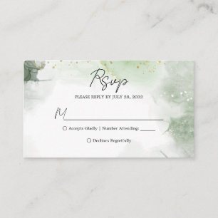 Budget Sage Green Watercolor Splash Wedding Rsvp Begleitkarte