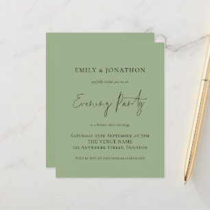 Budget Sage Green Wedding Abend Party Einladung