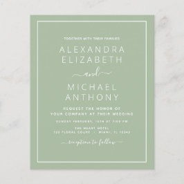 Budget Sage Green Wedding Einladung Flyer